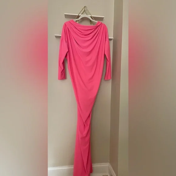 Kai Kai Dresses | Women Sexy Deep V Neck On The Back Long Sleeve Bodycon Maxi Dress In Pink | Color: Pink | Size: 14